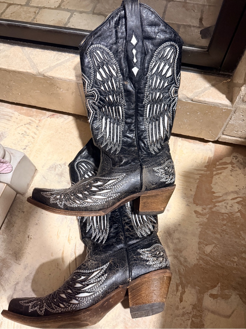 Classic Black Embroidered Western Heeled Boots - Picture 5 of 6